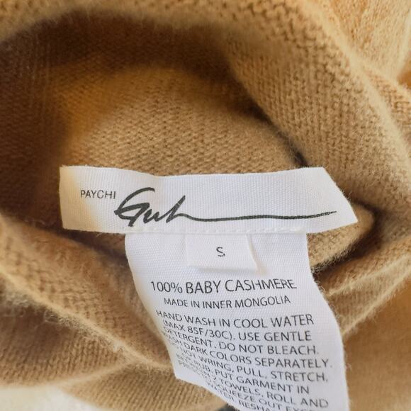 Paychi Guh 100% Baby Cashmere Camel Turtleneck Sweater Size S Quiet Luxury $488 - Picture 3 of 11